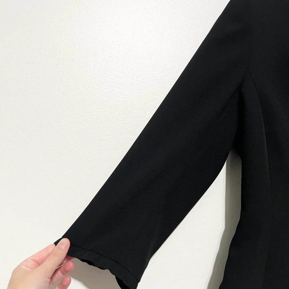 Tahari Arthur S Levine Womens Ruffle Blazer 6 Black Corporate Goth Professional